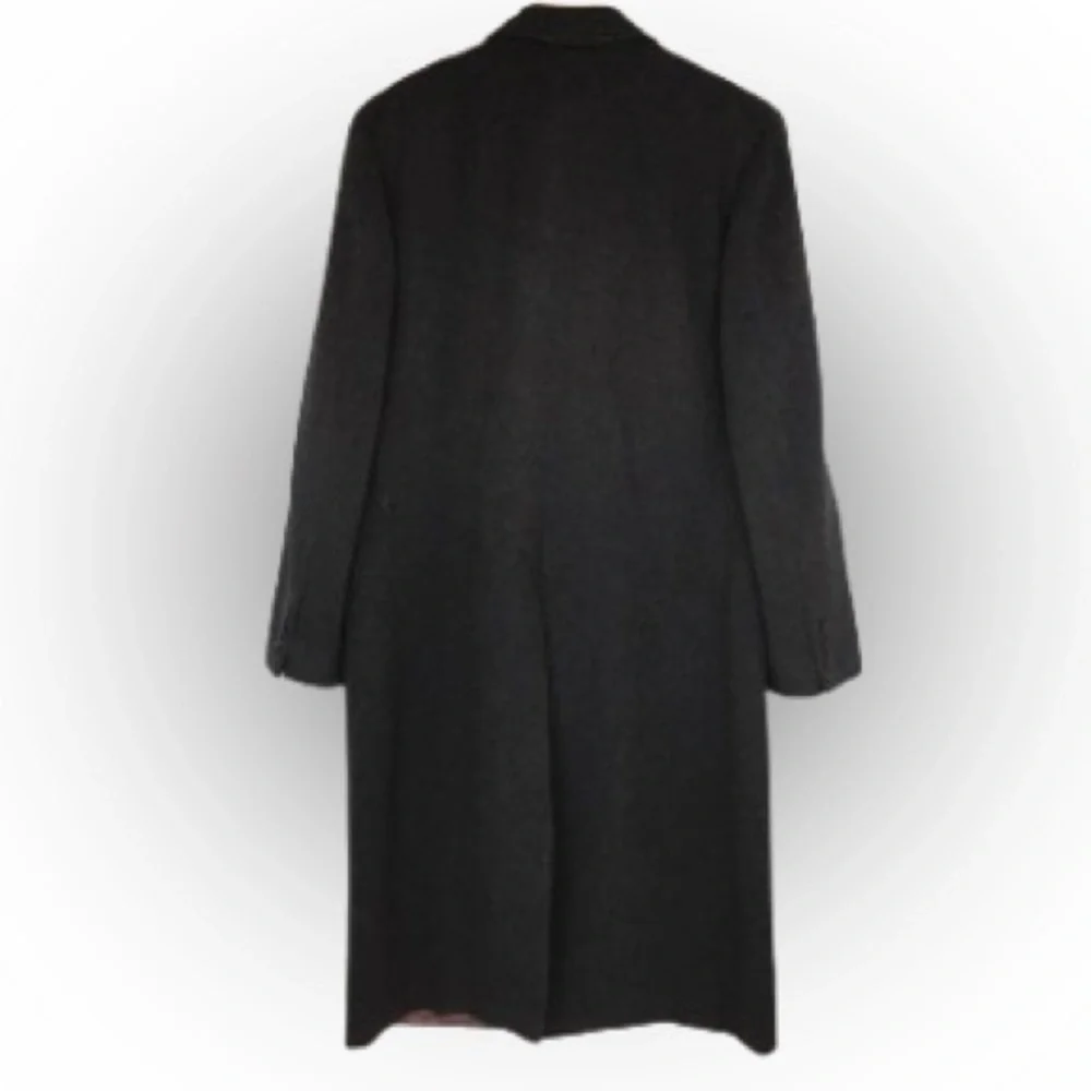 Mens Gray Cashmere Wool Blend Long Overcoat Single Breasted Size 44L